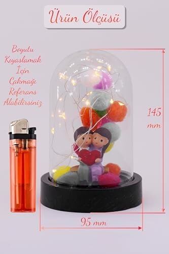 Telvesse 3 Modlu LED Işıklı Fanus Içinde Sevgili Çift Detaylı Sevgiliye Hediyelik Dekoratif Gece Lambası