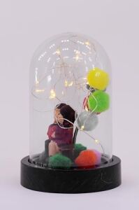 Telvesse 3 Modlu LED Işıklı Fanus Içinde Sevgili Çift Detaylı Sevgiliye Hediyelik Dekoratif Gece Lambası