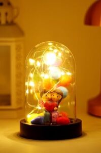 Telvesse 3 Modlu LED Işıklı Fanus Içinde Sevgili Çift Detaylı Sevgiliye Hediyelik Dekoratif Gece Lambası