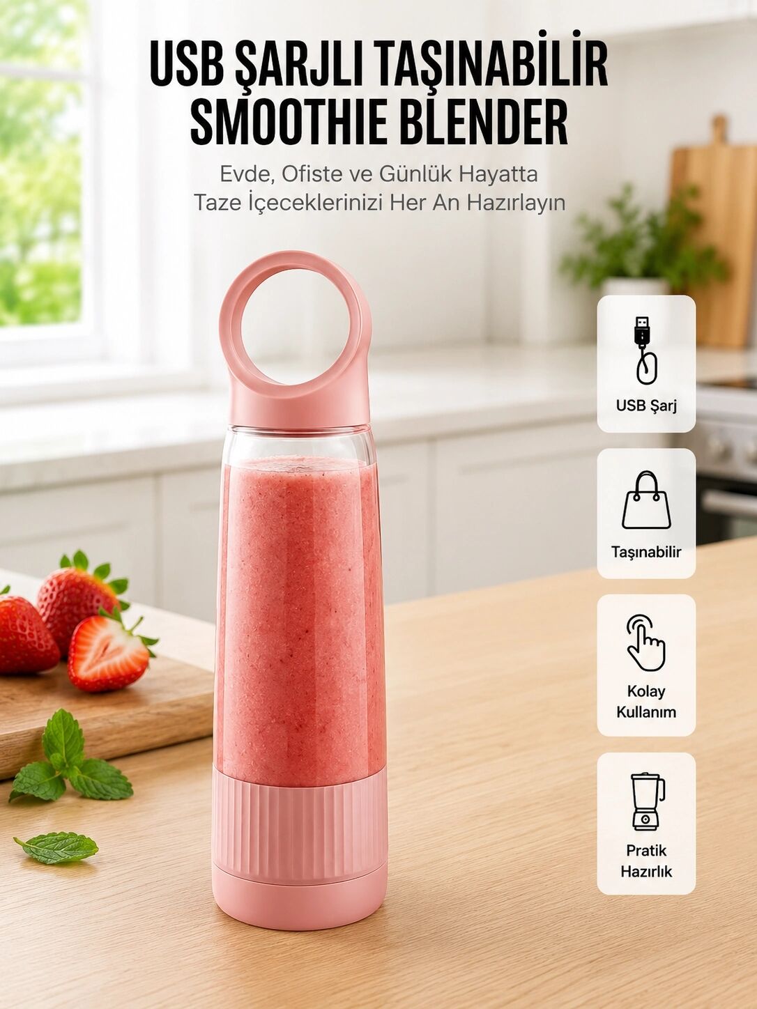 Ev Ofis ve Seyahat Için Taşınabilir Smoothie Blender