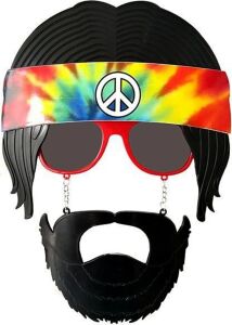 Siyah Saçlı Bandana Tasarımlı Hippi Parti Gözlüğü 26X18 cm