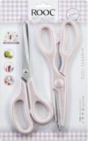Premium Serisi Ergonomik Saplı Çelik Gıdaya Temasa Uygun 2'li Mutfak Makası, Pembe