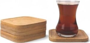 Bambu Kare Çay Tabağı Bardak Altlığı 6'lı Set | Dekoratif ve Doğal Bambu Altlık – Şık ve Dayanıklı Tasarım (10CM x 10CM)