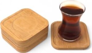 Bambu Kare Çay Tabağı Bardak Altlığı 6'lı Set | Dekoratif ve Doğal Bambu Altlık – Şık ve Dayanıklı Tasarım (10CM x 10CM)