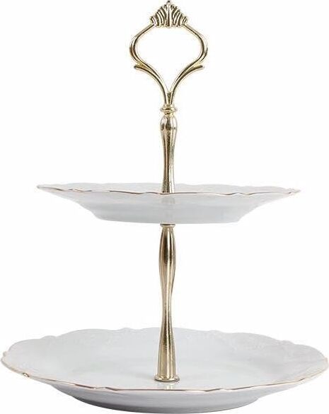 Altın Yaldız 2 Katlı Kurabiye Tabağı 21CM