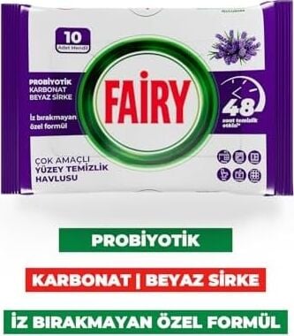 Çok Amaçlı Yüzey Temizlik Havlusu 10 Yaprak | Lavanta Yağlı | Beyaz Sirke & Karbonat