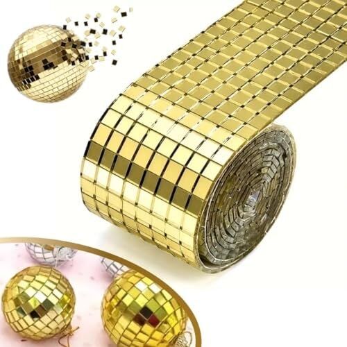 1 Metre Uzunluğunda Aynalı Mozaik Taşlı Dekor Bandı 4 cm x 1 mt (Altın)