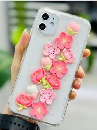 Iphone 11 ile Uyumlu Oyuncak Pembe Çiçek Tasarımlı Esnek Silikon Kılıf