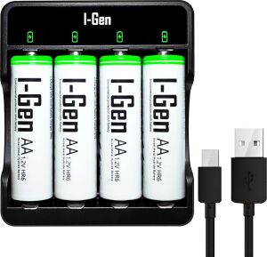 I-Gen G427 4'lü Pil Şarj Aleti + 4 Adet Aa 2700 Mah Kalem Pilli Set 1.2V Ni-Mh