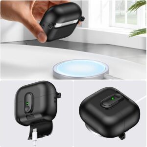 Galaxy Buds 3-Pro-3 Fe Için Lock-Stant Kulaklık Kılıfı Tek Parça Dizayn Çizilme ve Darbe Önleyici Buds 3 Pro Koruyucu Rahat Tutuşlu Güvenli Kilit Tasarımlı Buds 3 Pro Kılıfı (Siyah)