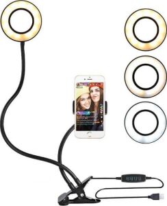 LED Ring Light Youtuber Makyaj Akrobat LED Halka Işık Kuaför, Halka Video Işığı, Canlı Aramalar Için Işık Kaynağı Lamba,telefon Tutuculu Stand Işıklı, Işık Desteği Sarı Beyaz Gün Işığı