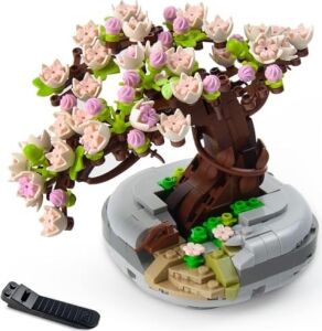 Bonsai Ağacı Sukulent/sakura Saksı Bitki Yapı Blokları Seti, Hediyeler Için Yapay Çiçek Inşaat Kitleri, Yetişkinler/gençler Için Kendin Yap Buket Yapı Tuğlaları (Sakura)