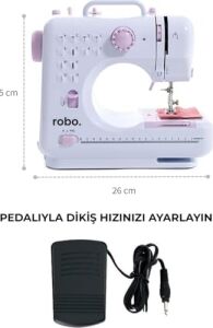 Robo 12 Fonksiyonlu Dikiş Makinesi, Beyaz, 2 Yıl Garantili, 50/60 Hz