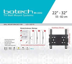 Botech BS2232 BS-2232 Tv Sabit Askı Aparatı, Siyah