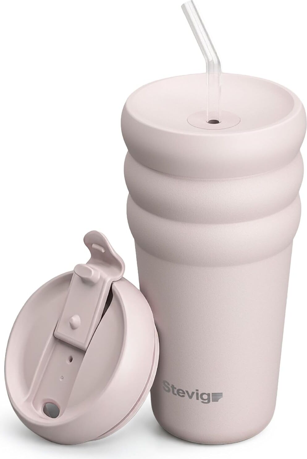 3 Bubble Two-Cap Straw Tumbler Çelik Termos 600 Mililitre Soft Quartz ST-248