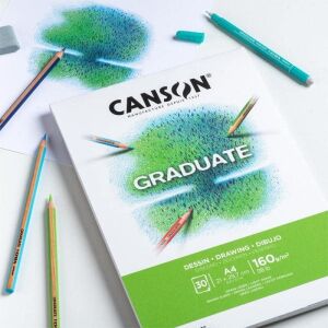Mezun Beyaz Çizim 160 Gsm A3 Kağıt, Hafif Taneli, Tampon Yapıştırılmış Kısa Taraf, 30 Parlak Beyaz Çarşaf, Öğrenci Sanatçılar Için Ideal