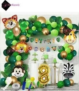 Bkmc 8 Yaş Iyi Ki Doğdun Uzar Yazı Safari Temalı Folyo Lüks Zincir Balon Seti BMCNM635