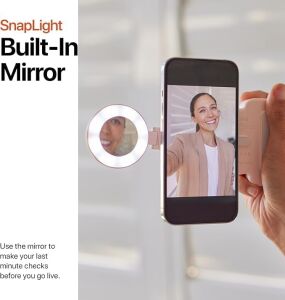 Snappocket Light – LED Selfie Halka Işık, Dört Parlaklık Ayarı ve Entegre Pil – Manyetik Tutucu Her Telefona Sabitlenebilir – Katlanabilir Tasarım