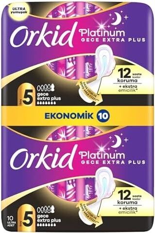 Platinum Hijyenik Ped Gece Ekstra Plus (Boy 5) Ekonomik Paket 10 Adet Ped