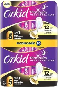 Platinum Hijyenik Ped Gece Ekstra Plus (Boy 5) Ekonomik Paket 10 Adet Ped