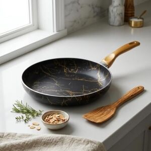 Desert Maxi Tava Siyah Gold Desenli Şık Tasarımlı Geniş Pişirme Tavası 26 cm - 28 cm Ölçü Seçenekleri (26 Cm)