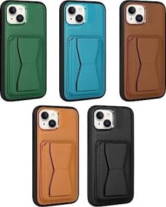 iPhone 14 Kılıf Pu Deri Kartlıklı Kamera Lens Korumalı Standlı Kapak Mem Siyah