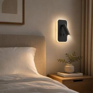 Tuvalu Siyah LED Duvar Apliği | 13W | 3200K Gün Işığı | Çift Anahtarlı – Çift Kademe Yanma | 930 Lümen | 220V | Yatak Başı Okuma Apliği | IP20 | 10X18X3 cm Modern Minimal Iç Mekân Aydınlatma