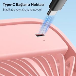 D1 Masaüstü Vantilatör USB ve Type-C Bağlantılı Taşınabilir Ultra Ince Soğutucu Fan (Beyaz)