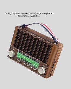 Taşınabilir Hoparlör Güneş Panelli Bluetooth USB Sd Fm Am Sw Radyo