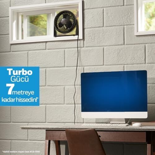Honeywell Turboforce Turbo Vantilatör HT900NE4 Sessiz Soğutma, 90 Dereceye Kadar Ayarlanabilir Eğim Açısı, 3 Hız Ayarı, Duvara Montaj, Masa Vantilatörü - Mavi