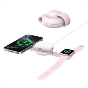 Maggo 3in1 Kablosuz Katlanır Şarj B25M8, Pembe