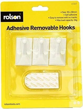 61327 3pc Removable Adhesive Hooks, Black