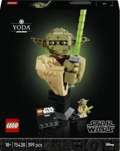 : Klonların Saldırısı Yoda Büstü 75438 - Yetişkinler Için Işın Kılıçlı Yoda Minifigürü ile Isim Levhalı Stant Içeren Dekoratif Koleksiyonluk Model Yapım Seti, Hediye Fikri (399 Parça)