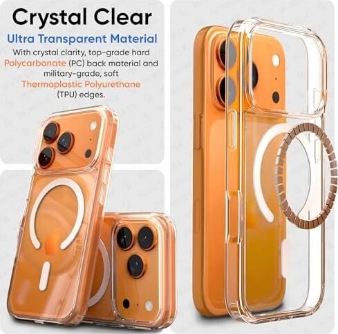 iPhone 17 Pro Max Için Origin Serisi Premium Kalite Magsafe ile Uyumlu Kılıf Crystal Clear Super Şeffaf Materyal ve Inceltilmiş 3D Gerçek Manyetik Çember (17 Pro Max)