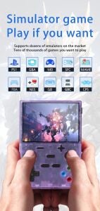 3,5 Inç IPS Ekranlı Mor Retro Mini Taşınabilir El Oyun Konsolu Oyunlu Televizyon Uyumlu