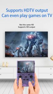 3,5 Inç IPS Ekranlı Mor Retro Mini Taşınabilir El Oyun Konsolu Oyunlu Televizyon Uyumlu