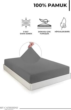 Lastikli & Hipoalerjenik ÇARŞAF%100 Pamuk Penye Kumaş 120X200 Antrasit, Luxcarsaf