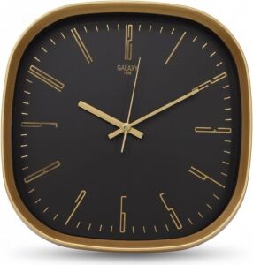 Galaxy Premium Serisi Abs Kasa Duvar Saati Oval 30 cm Gold-Siyah Klasik Kadran