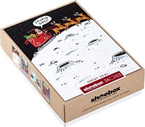 Shoebox Eğlenceli Noel Kartı Çeşitleri, Çizgi Film (4 Tasarım, Zarflı 24 Noel Kartı)