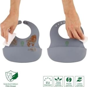 Been Silicone Baby Bib - Silikon Mama Önlüğü, Gri
