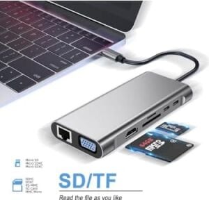 W13 Macbook Uyumlu Type C To 4K HDMI - 2*usb3.0-3*usb2.0 VGA Sd/tf Audıo Lan Wireless Şarj 13IN1 Hub Çevirici