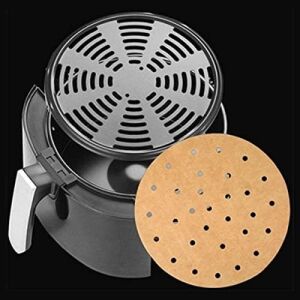 100 Adet Air Fryer Pişirme Kağıdı Tek Kullanımlık Hava Fritöz Yağ Geçirmez Yapışmaz Gıda Pişirme Kağıdı Yuvarlak Delikli Model