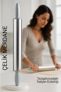 Çelik Merdane - Profesyonel Hamur Açma Merdanesi - 304 Paslanmaz Çelik Mutfak Merdanesi