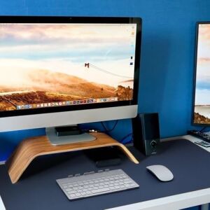Masa Desk Mat 60X30 cm Çift Taraflı Deri Mouse Pad Kaymaz Suya Dayanıklı Rulo Yapılabilir Kompakt Masa Koruyucu Ofis Laptop ve Makyaj Masası Için 2mm Lacivert