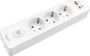 Üçlü Anahtarlı USB Hızlı Şarjlı (20W) Topraklı Priz, 2m, Çocuk Korumalı