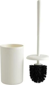 Beyaz-Siyah-Bej Çizgili Lüks Tuvalet Fırçası Seti – 30 cm Uzunluk | Modern, Şık ve Dayanıklı Banyo Aksesuarı | Kaymaz, Hijyenik Tasarım (Beyaz)
