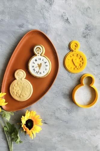 Sarı Köstekli Saat Hamur Şekillendirici/kurabiye, Seramik, Polimer Kil (Alice Harikalar Diyarı)