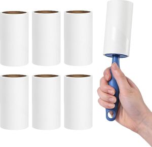 Tüy Toplayıcı Set – 1 Sap + 6 Rulo – Toplam 360 Yaprak – Kedi Köpek Tüyü ve Toz Temizleyici – Giysi, Mobilya ve Araç Koltuğu Için – Ekonomik Paket