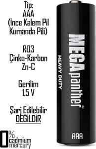 Telvesse Aaa R03 Ince Kalem Pil Kumanda Pili Zn-C 1.5V (4)