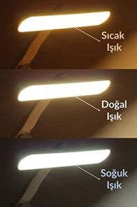 Şarjlı Masa Lambası 3 Renk Dokunmatik Telefon Standlı Kademeli Çalışma Okuma Işığı Gece Lambası